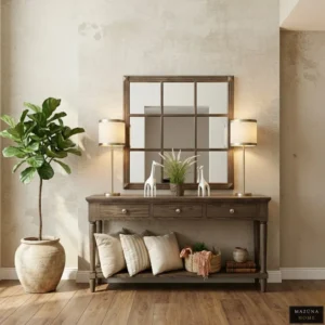 OAK GEORGIAN CONSOLE AND MIRROR
