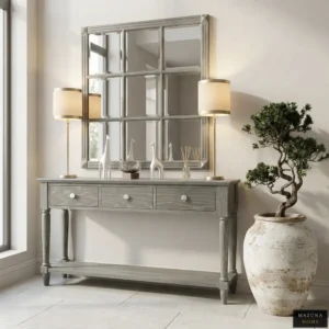 OAK GEORGIAN CONSOLE AND MIRROR - Image 3